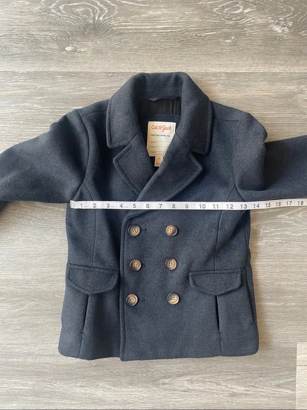 Cat & Jack Navy Double Breasted Peacoat Jacket Unisex Boys Girls